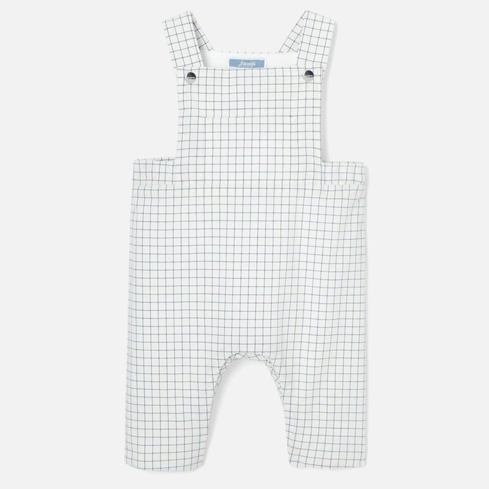 Jacadi Paris Baby Gingham Romper Overalls Blue White Check 6M Unisex Summer